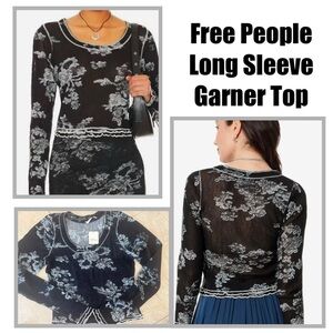Free People Long Sleeve Garner Tee In Black